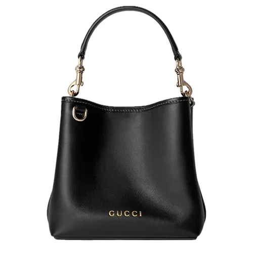 Túi Đeo Chéo Nữ Gucci GG Emblem Mini Bucket Bag Black 815118-AAEC2-1000 Màu Đen