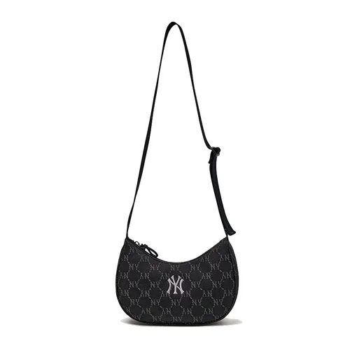 Túi Đeo Chéo Nữ MLB Diamond Monogram Denim JQD Hobo Bag NY Yankees - 3ABQMV45N-50BKS Màu Đen