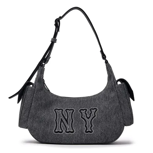 Túi Đeo Vai MLB Basic Mega Logo Pocket Denim Hobo Bag New York Yankees 3ABQM034N-50BKS Màu Đen