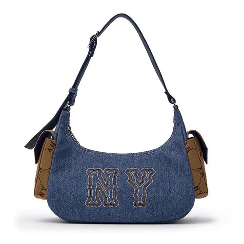 Túi Đeo Vai MLB Dia Mono Megalogo Denim Cargo Bag New York Yankees Indigo 3ABQM134N 50INS Màu Xanh -Nâu