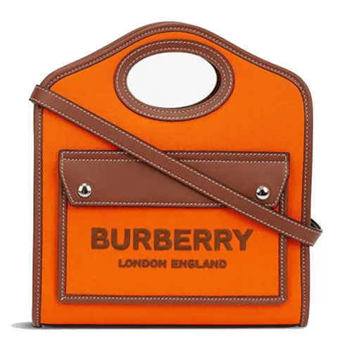 Túi Xách Nữ Burberry Pocket Mini Canvas And Leather Cross-Body Bag Màu Cam
