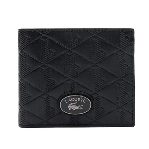 Ví Nam Lacoste Medium Monogram Leather Billfold NH4400MR 000 Màu Đen