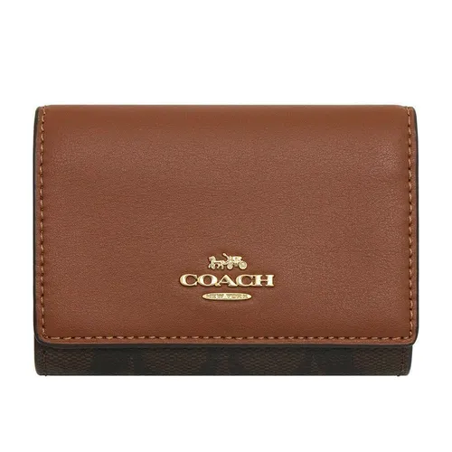 Ví Nữ Coach Micro Wallet In Signature Canvas CM761 Im/Brown/Redwood Màu Nâu