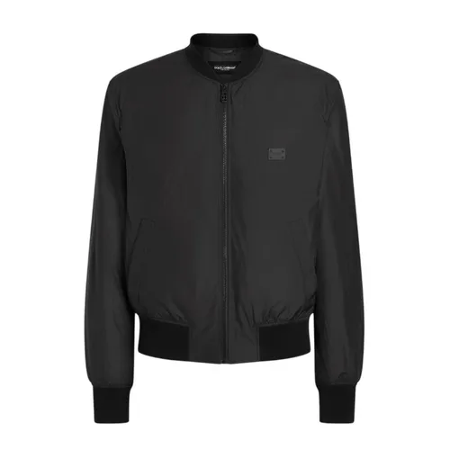 Áo Khoác Nam Dolce & Gabbana D&G Logo Tag Technical Fabric Bomber Jacket In Black G9BLMT FUS27 R0100 Màu Đen Size 44