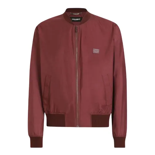 Áo Khoác Nam Dolce & Gabbana D&G Logo Tag Technical Fabric Bomber Jacket In Burgundy G9BLMT FUS27 R0108 Màu Đỏ Burgundy Size 44
