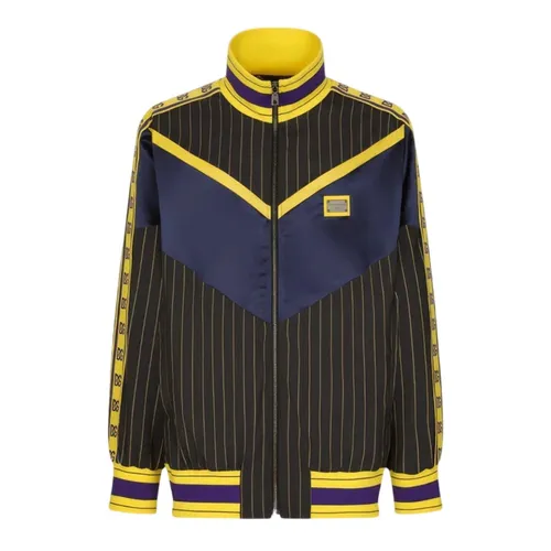 Áo Khoác Nam Dolce & Gabbana D&G Pinstripe Logo Plaque Mutilcolor Full Zip Bomber G9ZR4T GF579 S9000 Phối Màu Size 46