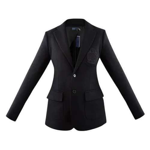Áo Khoác Nữ Ralph Lauren Bullion Stretch Cotton Pique Blazer With Logo In Black 211956749001 Màu Đen Size 4