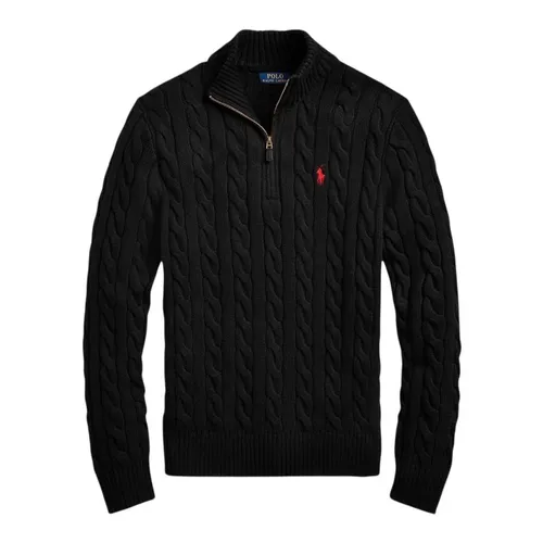 Áo Len Nam Ralph Lauren Black With Red Logo Embroidered 710919213004 Màu Đen Size XS