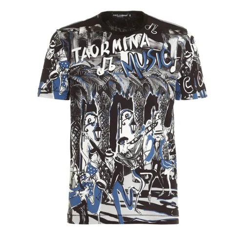 Áo Phông Nam Dolce & Gabbana D&G BTaormina Music Print Cotton T-shirt Phối Màu Size 44