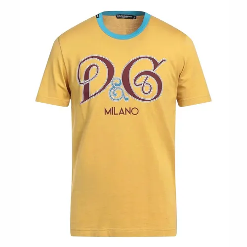Áo Phông Nam Dolce & Gabbana Yellow Logo Crew Neck Short Sleeves G8IA8T Tshirt Màu Vàng Size 44