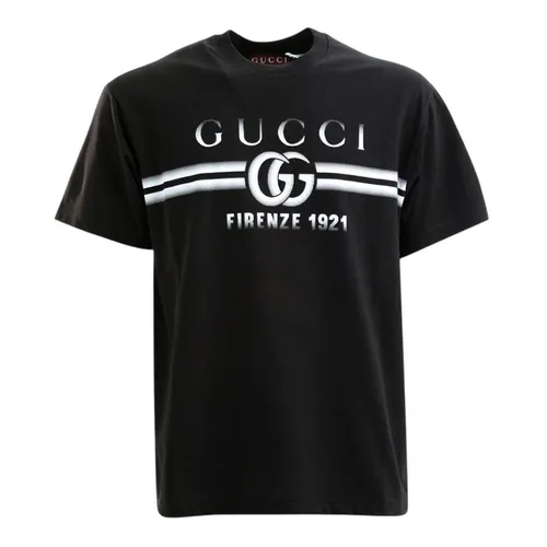 Áo Phông Nam Gucci Interlocking Logo Print Black Cotton Short Sleeves 785345 XJGKJ 1070 Tshirt Màu Đen Size XS