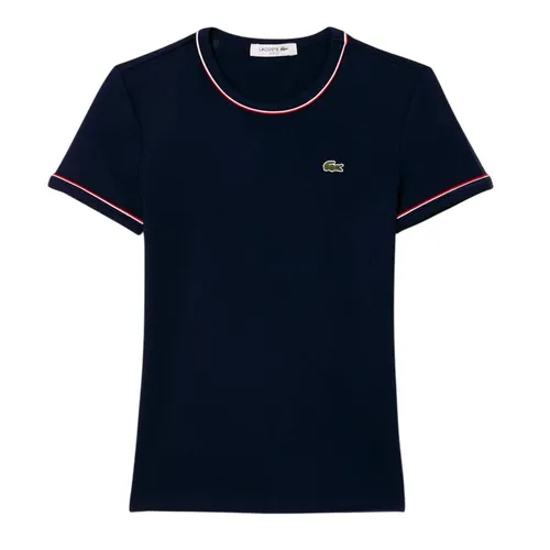Áo Phông Nữ Lacoste Contrast Trim Jersey In Navy Blue TF5289 51 DB3 Tshirt Màu Xanh Navy Size S