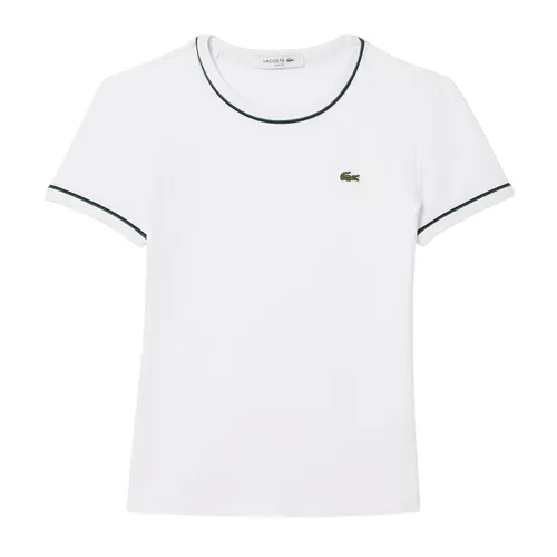 Áo Phông Nữ Lacoste Contrast Trim Jersey In White TF5289 FMB Tshirt Màu Trắng Size S