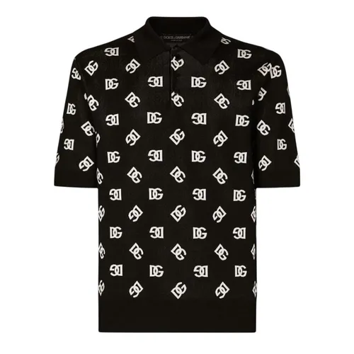 Áo Polo Nam Dolce & Gabbana D&G Black With Logo In Technical Jacquard GXM46T JEMJ6 S9000 Màu Đen Size 50