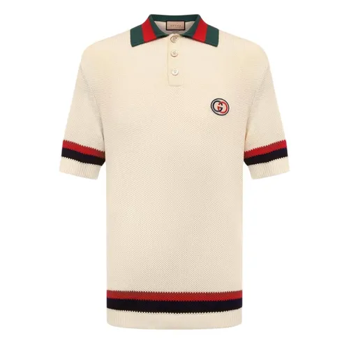 Áo Polo Nam Gucci Sweater Stripe Knitted With Web Ivory 739954 XKC90 9275 Màu Kem Size S