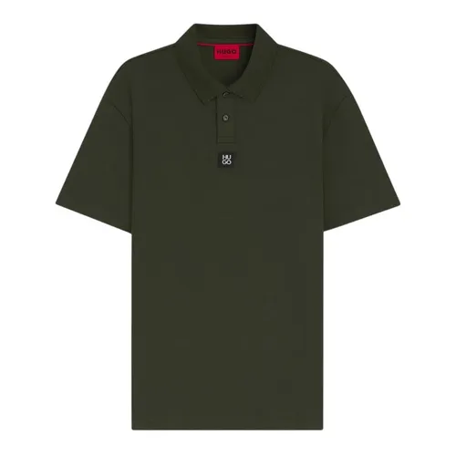 Áo Polo Nam Hugo Boss Stacked-logo Interlock Cotton In Dark Green 50517638 10261766 01 309 Màu Xanh Rêu Size S