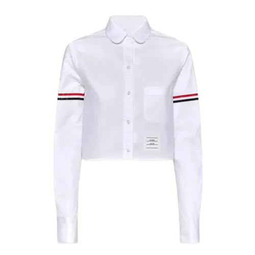 Áo Sơ Mi Nữ Thom Browne Classic Oxford Armband Cropped Round Collar FLL164O 02188 100 Màu Trắng Size 38