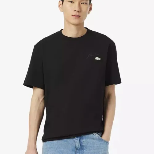 Áo Thun Nam Lacoste Heavy Jersey Embroidered Signature T-shirt  TH5492 - 031 Màu Đen Size 3