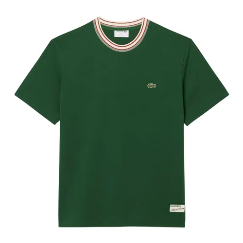 Áo Thun Nam Lacoste Men's French Made Stripe Neck T-Shirt TH5455 - 132 Màu Xanh Lá Size 3