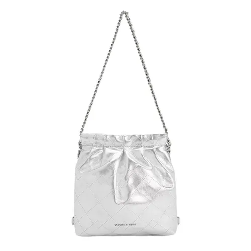 Balo Nữ Charles & Keith CNK Duo Chain-Handle Two-Way Backpack Silver CK2-60782390 Màu Bạc