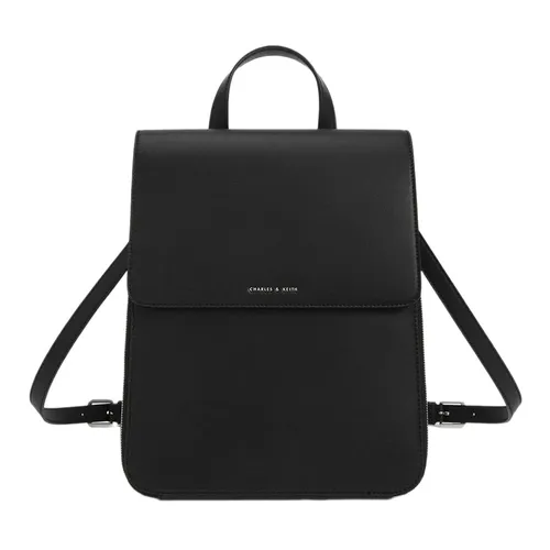 Balo Charles & Keith Octavia Front Flap Structured Backpack Noir CK2-60681127 Màu Đen