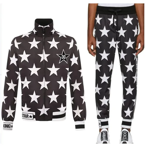 Bộ Quần Áo Nỉ Nam Dolce & Gabbana D&G Star Sweatshirt Màu Đen Họa Tiết Size 50