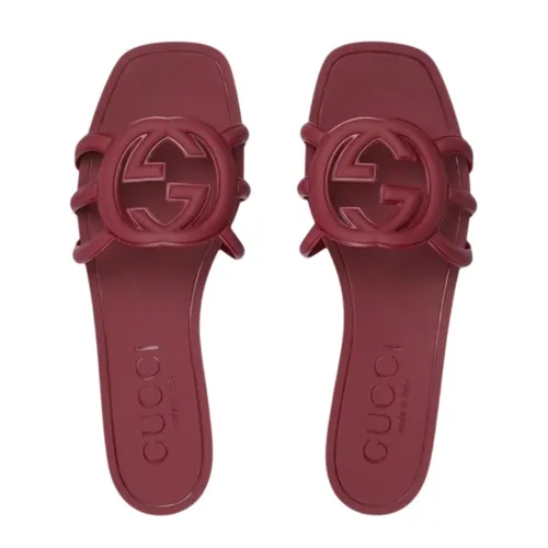 Dép Nữ Gucci Interlocking G Slide In Red 4658L 9053 Màu Đỏ Đô Size 37