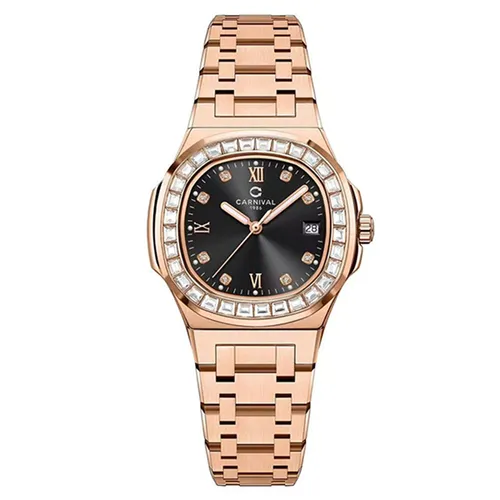Đồng Hồ Nữ Carnival Quartz 8160L2-VH-D Màu Đen/ Vàng Hồng