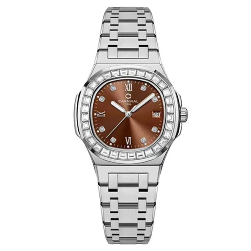 Đồng Hồ Nữ Carnival 8160L2-VT-N Màu Bạc Phối Nâu