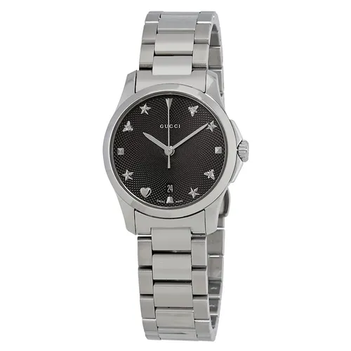 Đồng Hồ Nữ Gucci G-Timeless Black Dial Stainless Steel Ladies Watch Màu Bạc - Đen