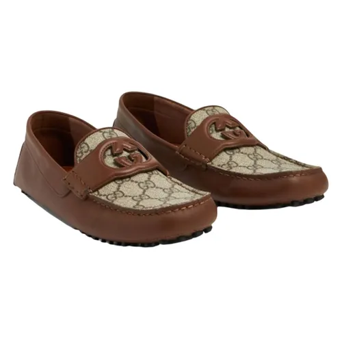 Giày Lười Nam Gucci Interlocking G Driver Brown 730148 AAB7Z 2343 Màu Nâu Size 5