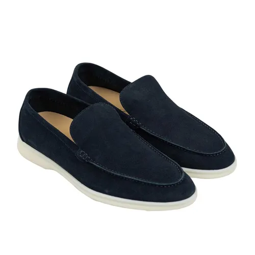 Giày Lười Nam Loro Piana Summer Walk Suede Classic Cobalt Ink P62382 Loafer Màu Xanh Đậm Size 41