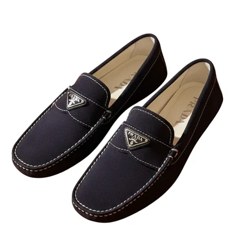 Giày Lười Nam Prada Driving Shoes In Suede 216765303 Màu Xanh Navy Size 40