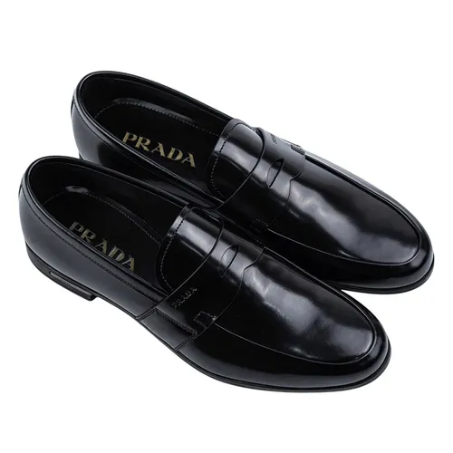 Giày Lười Nam Prada Logo Leather Simple 2DE010 X60 F0002 Màu Đen Size 6