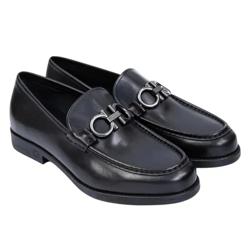 Giày Lười Nam Salvatore Ferragamo Telve Black With Silver Buckle 720999 Màu Đen Size 40
