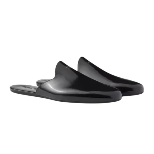 Giày Sục Nam Prada Black Sienna Brushed Leather Slipper 2S2986 X6O F0002 Màu Đen Size 6.5