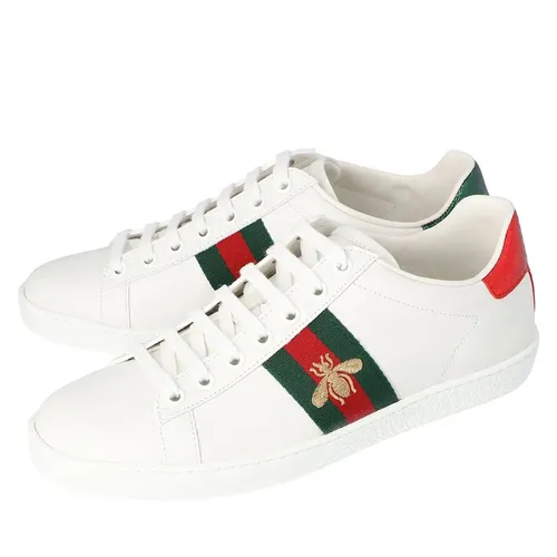 Giày Thể Thao Nam Gucci Ace Embroidered Sneaker White Leather With Bee Màu Trắng Size 36.5