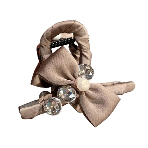 Kẹp Tóc Meri Lady Fabric Bow HC220-X Màu Be Nâu