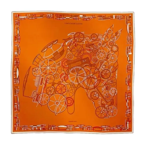 Khăn Nữ Hermès Complication Equestre Scarf 90 Màu Cam
