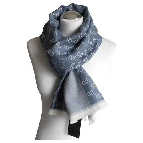 Khăn Quàng Cổ Gucci Luxury Scarf Wool Scarf Shawl Light Blue Màu Xanh