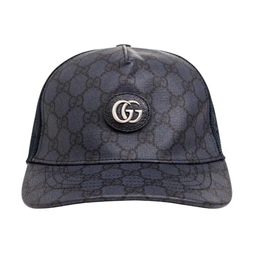 Mũ Nam Gucci GG Supreme Baseball Hat With Logo 733927 4HAXN 8468 Màu Xanh Navy Size S