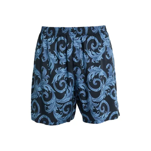 Quần Short Nam Versace Blue Barocco Print Layered Swimshort In Black - 1A13761 5U960 Màu Xanh Đen Size 46