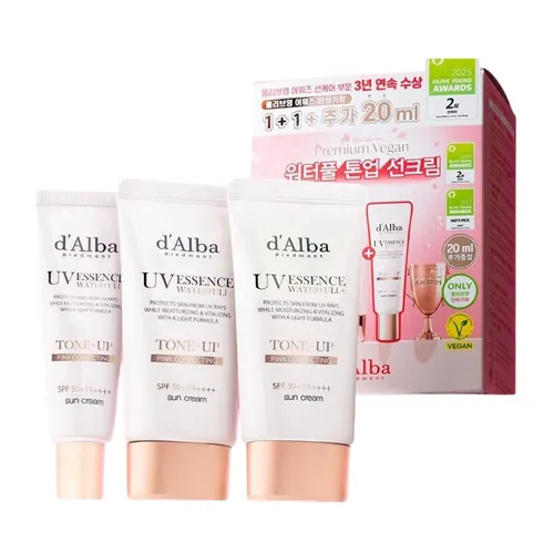 Set Kem Chống Nắng Nâng Tone D'alba Waterfull Tone Up Sun Cream SPF50+/ Pa++++ 3 Món