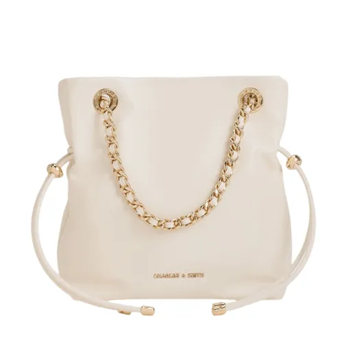 Túi Đeo Chéo Nữ Charles & Keith CNK Arya Braided-Strap Double-Handle Crossbody Bag CK2-80151536 Cream Màu Trắng Kem