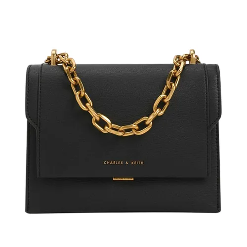 Túi Đeo Chéo Nữ Charles & Keith CNK Brennan Chain Handle Crossbody Bag CK2-80701349 Black Màu Đen