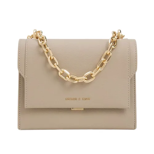 Túi Đeo Chéo Nữ Charles & Keith CNK Brennan Chain Handle Crossbody Bag CK2-80701349 Taupe Màu Nâu