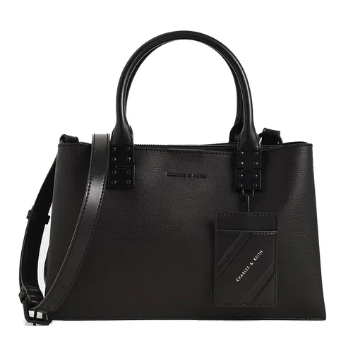 Túi Đeo Chéo Nữ Charles & Keith CNK Cameron Double Top Handle Bag - Ultra-Matte Black CK2-50671160 Màu Đen