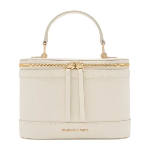 Túi Đeo Chéo Nữ Charles & Keith CNK Enola Top Handle Vanity Bag CK2-80701625 Cream Màu Trắng