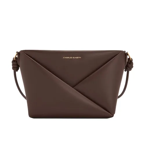 Túi Đeo Chéo Nữ Charles & Keith CNK Midori Geometric Crossbody Bag CK2-80782276 Espresso Brown Màu Nâu Đậm