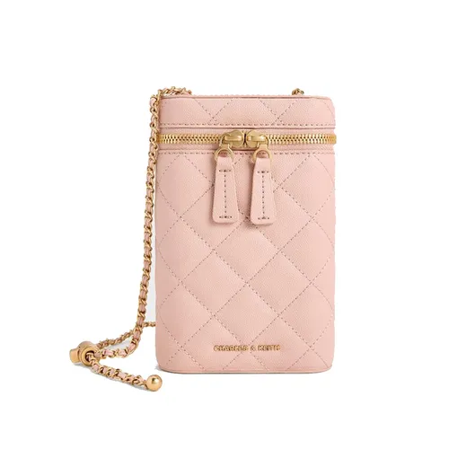 Túi Đeo Chéo Nữ Charles & Keith CNK Mini Apfra Quilted Elongated Bag - Pink CK2-00701397_PINK Màu Hồng